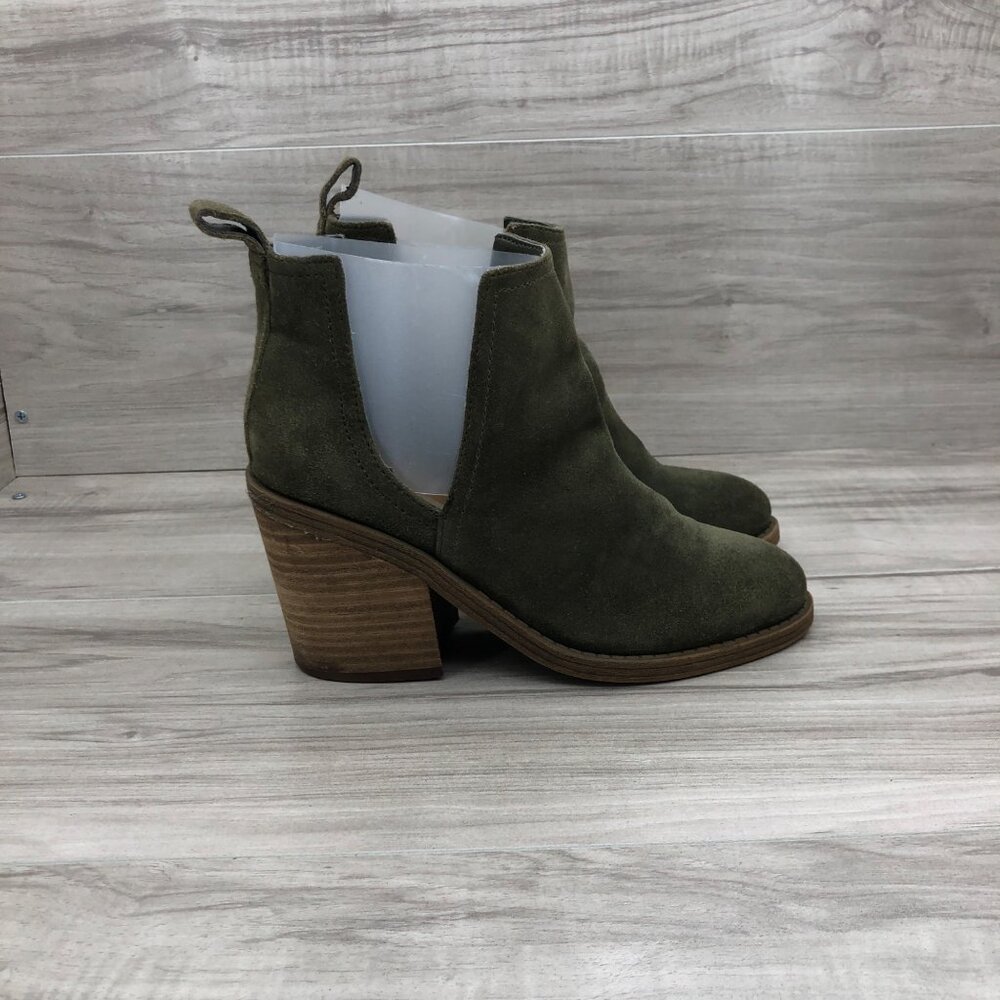 Steve Madden Ankle Boots Women's 5.5 Sharini Green Suede Slip On Booties